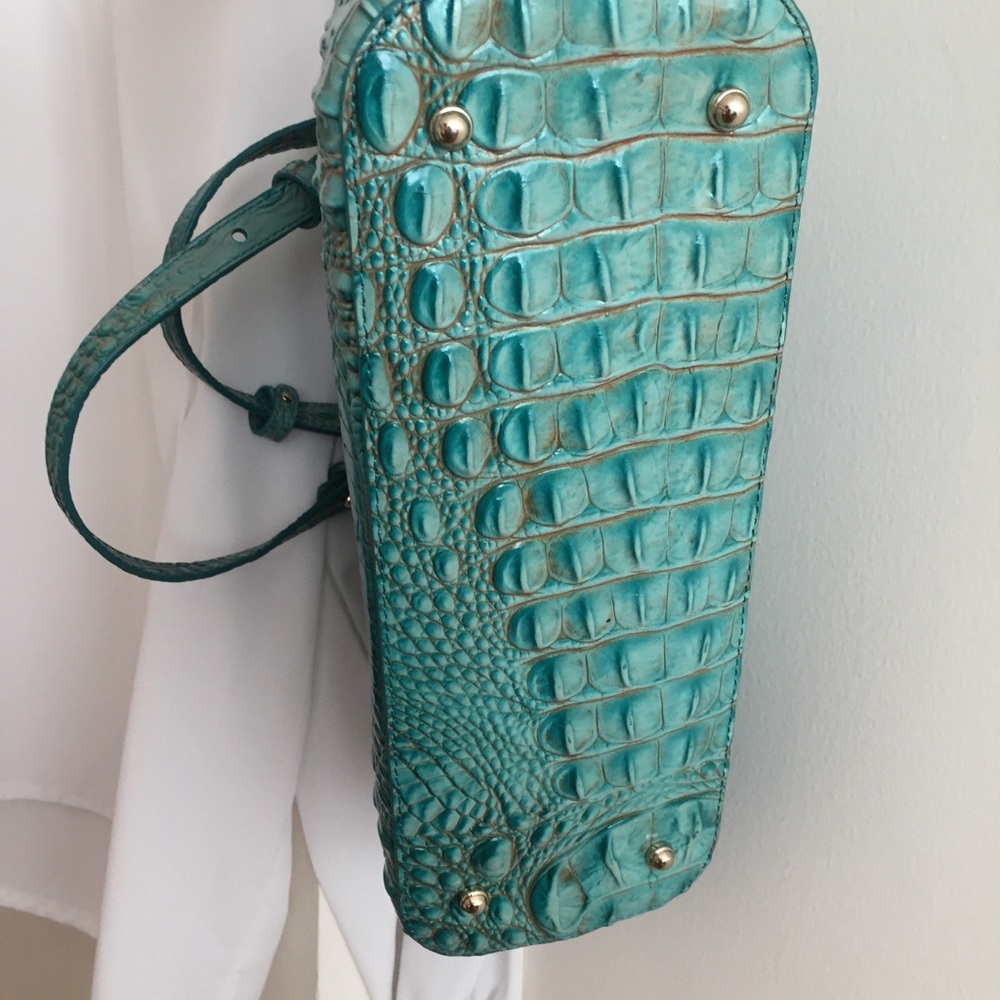Brahmin Leather Melbourne Turquoise Satchel - Picture 5 of 9